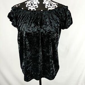 Love by Design crushed velvet off the shoulder to